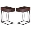 Home Square Side Table with Power and USB in Walnut - Set of 2