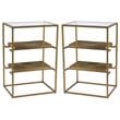 Home Square Metal End Table with Glass Top in Brass - Set of 2