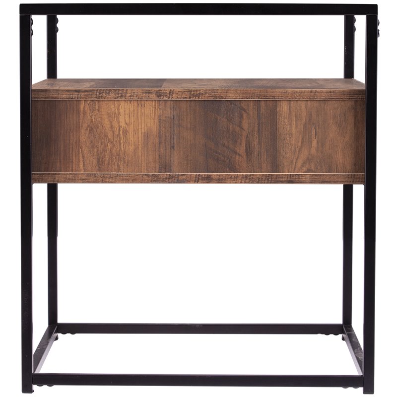 Home Square 1 Drawer Glass Top End Table in Black and Natural - Set of 2