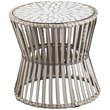 Home Square Round Wicker Outdoor Side Table in Gray - Set of 2