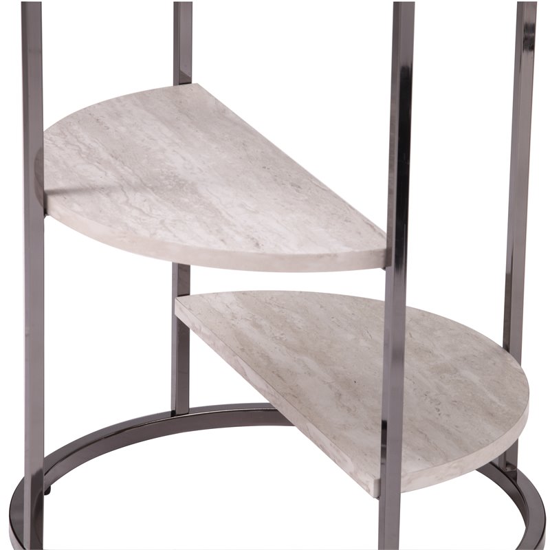 Home Square Ledermore Glass Top Accent Side Table in Gloss Black - Set of 2