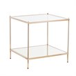 Home Square Square Glass Top End Table in Gold - Set of 2