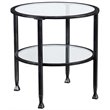 Home Square Jaymes Round Glass Top Metal End Table in Black - Set of 2