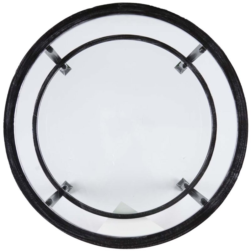 Home Square Jaymes Round Glass Top Metal End Table in Black - Set of 2