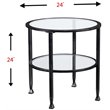 Home Square Jaymes Round Glass Top Metal End Table in Black - Set of 2