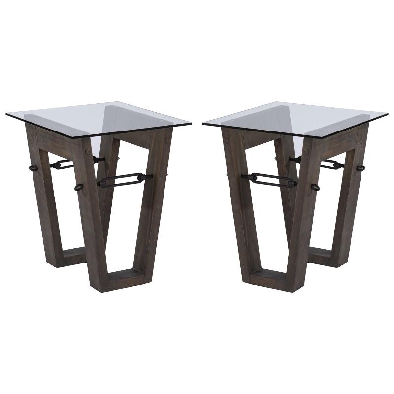Home Square Traditional Reclaimed Wood End Table in Brown - Set of 2