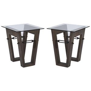 Home Square Traditional Reclaimed Wood End Table in Brown - Set of 2