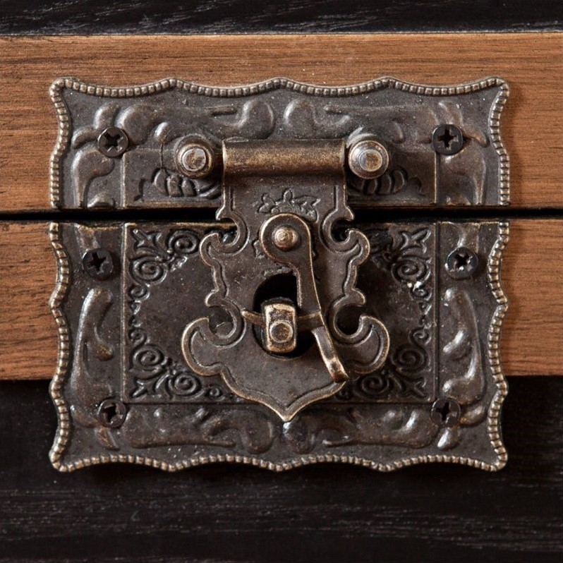 Home Square Travel Trunk End Table in Black - Set of 2