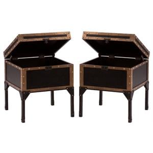 Home Square Travel Trunk End Table in Black - Set of 2