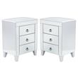 Home Square Wood Mirror End Table with Drawers in Silver - Set of 2