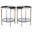 Home Square Faux Marble End Table in Black & White - Set of 2