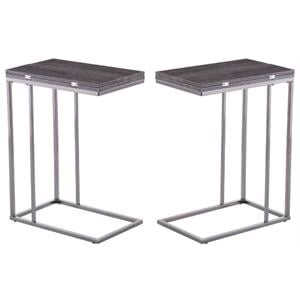 Home Square Modern Wood Expandable C-Table in Black - Set of 2