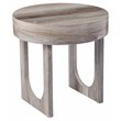 Home Square Round Wood Faux Marble End Table in Brown - Set of 2