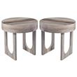 Home Square Round Wood Faux Marble End Table in Brown - Set of 2