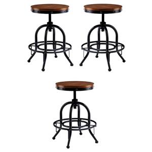 Home Square 24.25&quot Adjustable Swivel Counter Stool in Pine - Set of 3