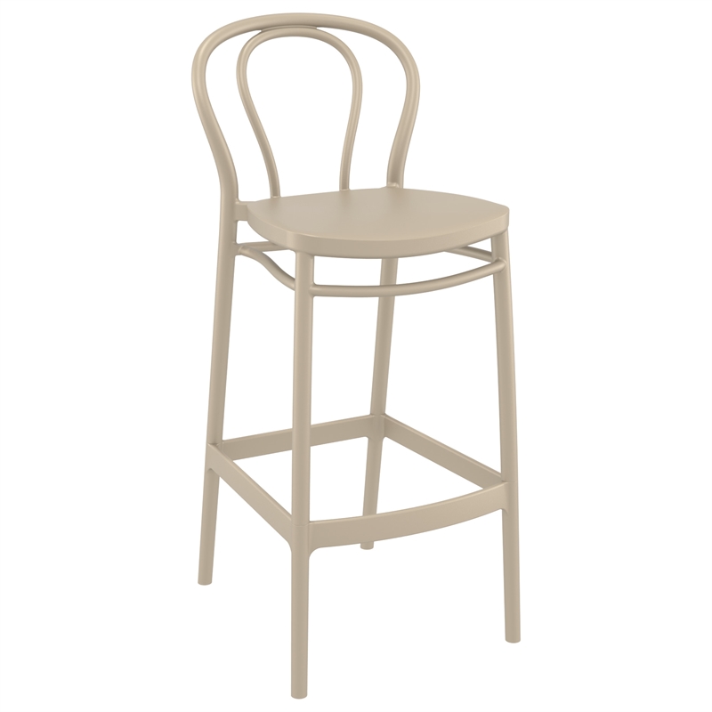 Home Square Contemporary Indoor Outdoor Bar Stool in Taupe - Set of 2