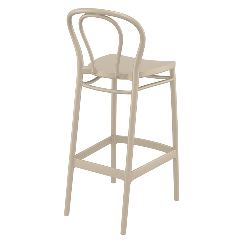 Home Square Contemporary Indoor Outdoor Bar Stool in Taupe - Set of 2
