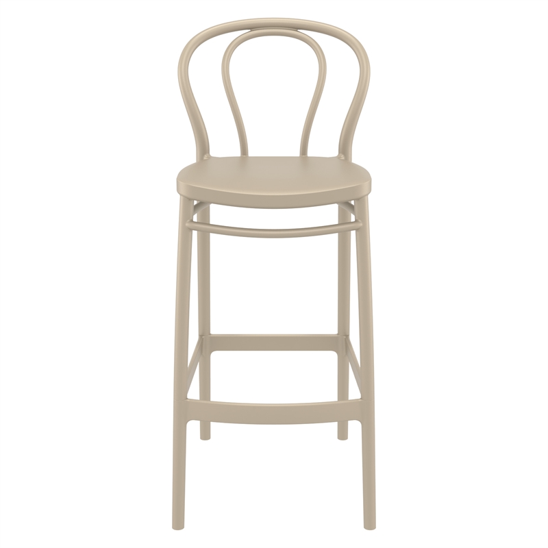 Home Square Contemporary Indoor Outdoor Bar Stool in Taupe - Set of 2