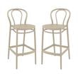 Home Square Contemporary Indoor Outdoor Bar Stool in Taupe - Set of 2