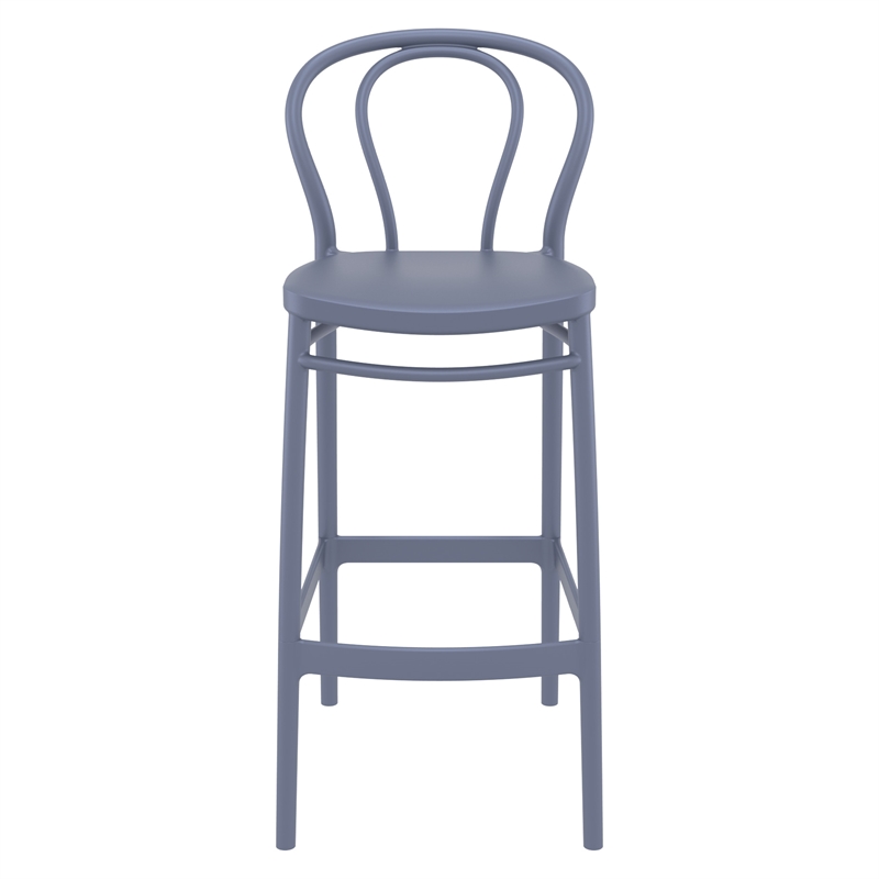 Home Square Contemporary Outdoor Resin Bar Stool in Dark Gray - Set of 2