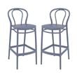 Home Square Contemporary Outdoor Resin Bar Stool in Dark Gray - Set of 2