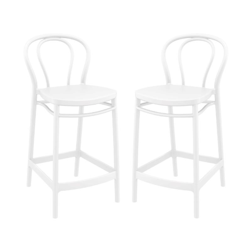 Home Square Indoor Outdoor Counter Stool in White - Set of 2