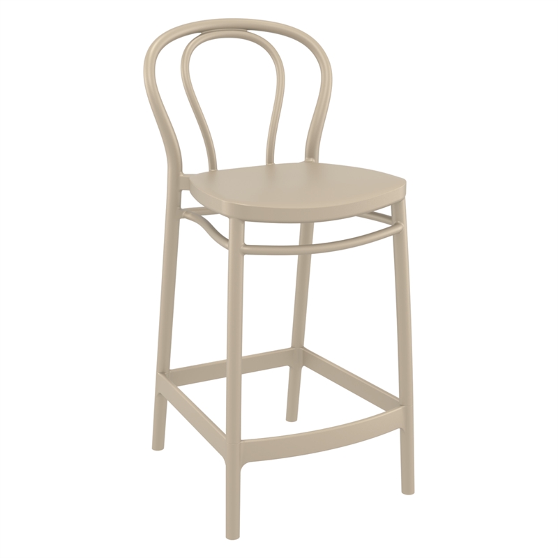 Home Square Indoor Outdoor Counter Stool in Taupe - Set of 2