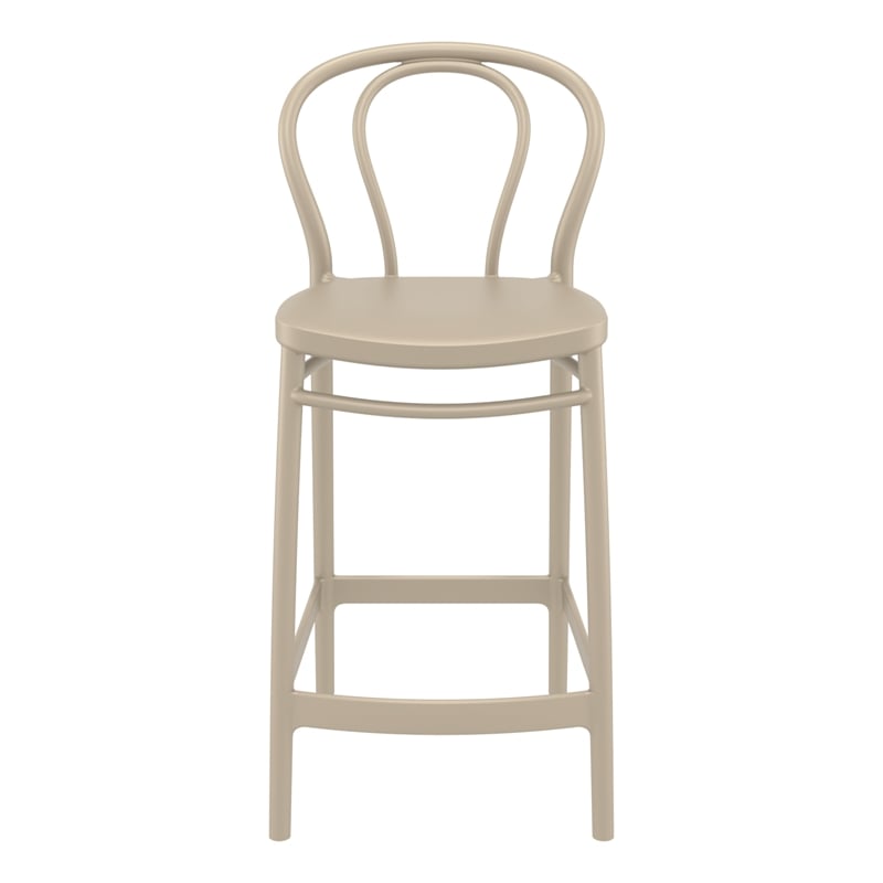 Home Square Indoor Outdoor Counter Stool in Taupe - Set of 2
