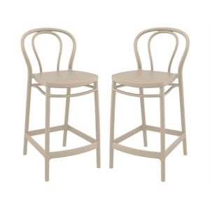 Home Square Indoor Outdoor Counter Stool in Taupe - Set of 2