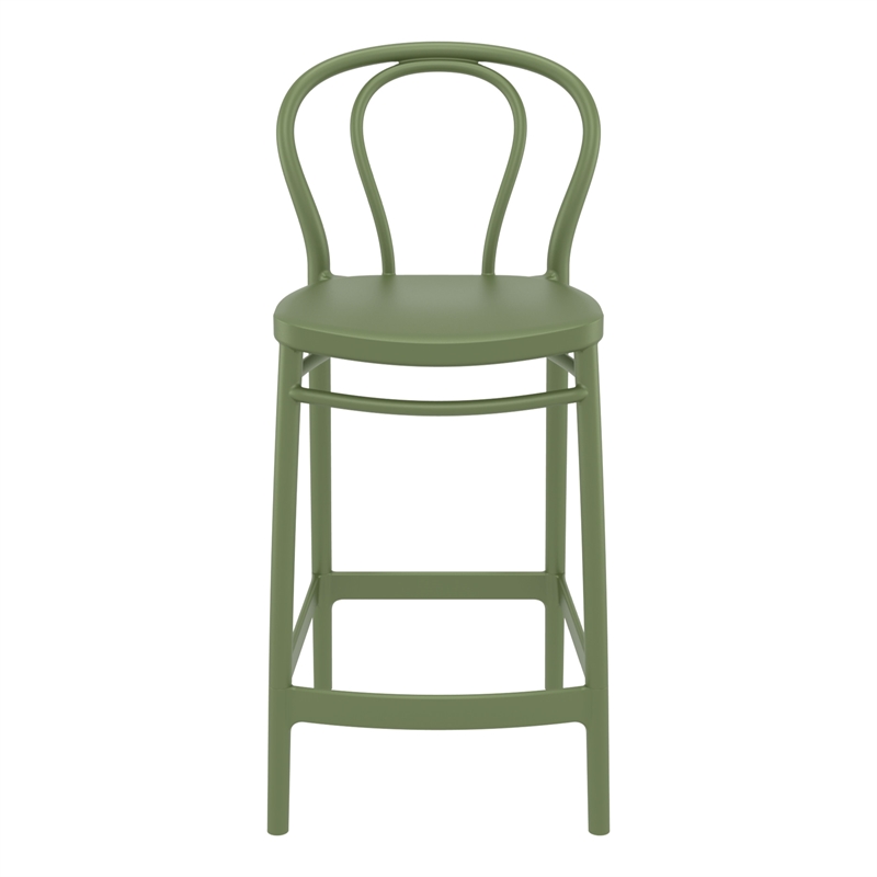 Home Square Indoor Outdoor Counter Stool in Olive Green - Set of 2