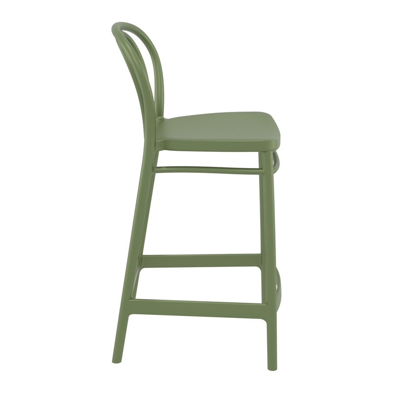 Home Square Indoor Outdoor Counter Stool in Olive Green - Set of 2