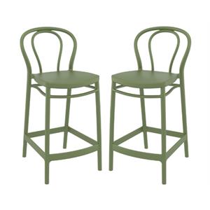 Home Square Indoor Outdoor Counter Stool in Olive Green - Set of 2