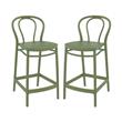 Home Square Indoor Outdoor Counter Stool in Olive Green - Set of 2