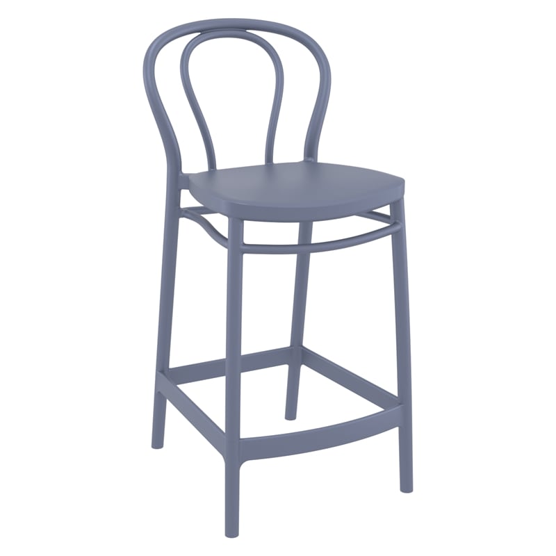 Home Square Indoor Outdoor Counter Stool in Dark Gray - Set of 2