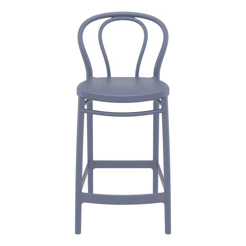 Home Square Indoor Outdoor Counter Stool in Dark Gray - Set of 2