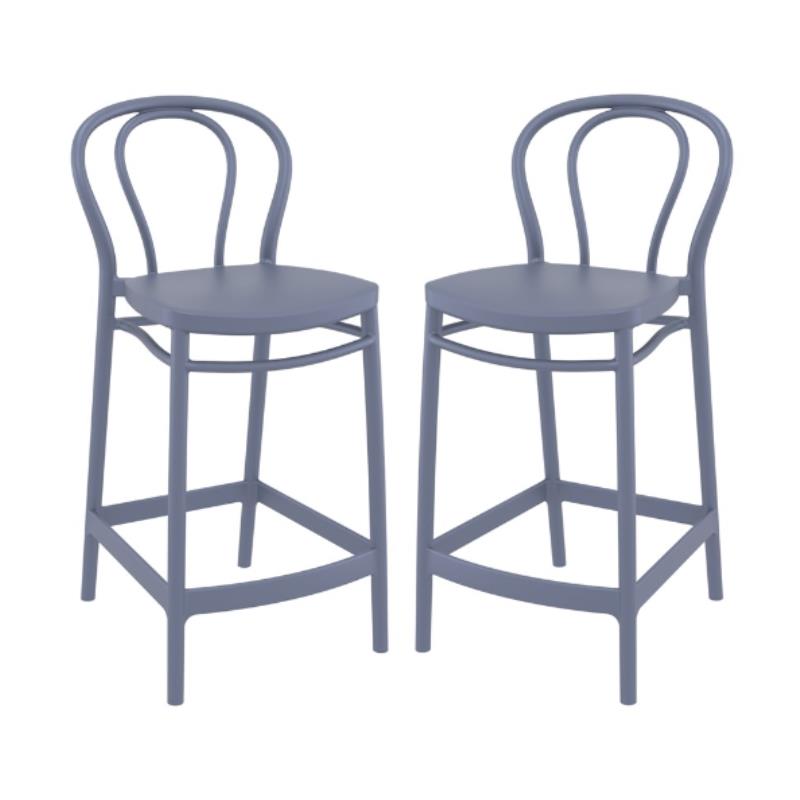 Home Square Indoor Outdoor Counter Stool in Dark Gray - Set of 2