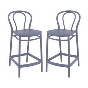Home Square Indoor Outdoor Counter Stool in Dark Gray - Set of 2