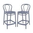 Home Square Indoor Outdoor Counter Stool in Dark Gray - Set of 2