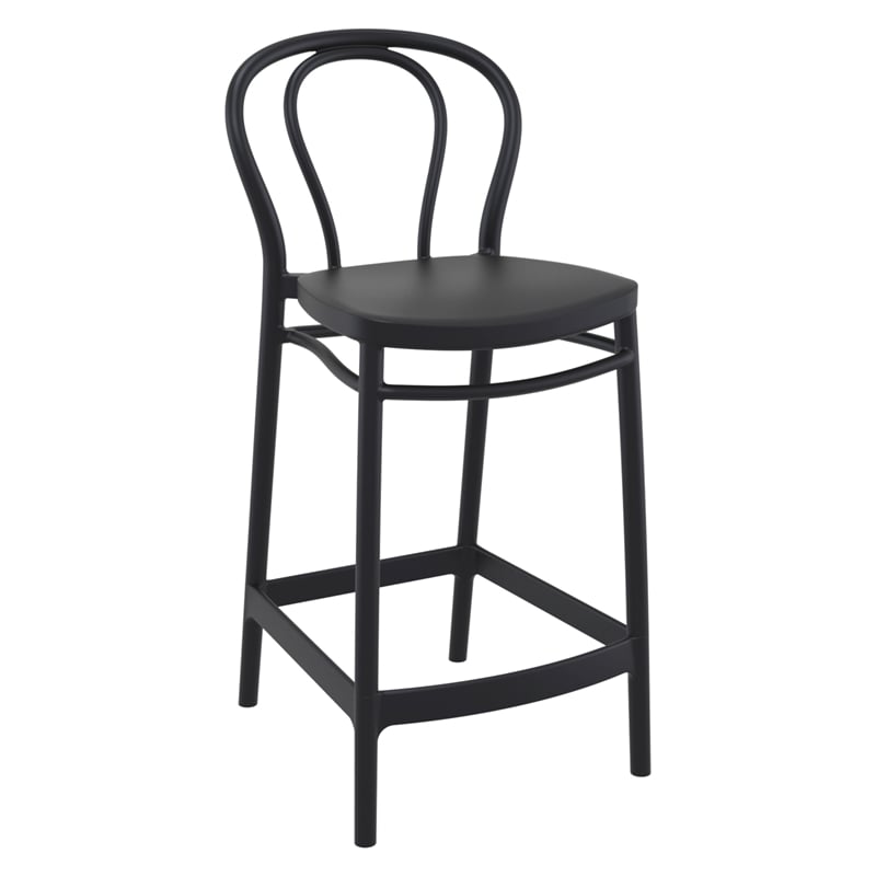 Home Square Indoor Outdoor Counter Stool in Black - Set of 2
