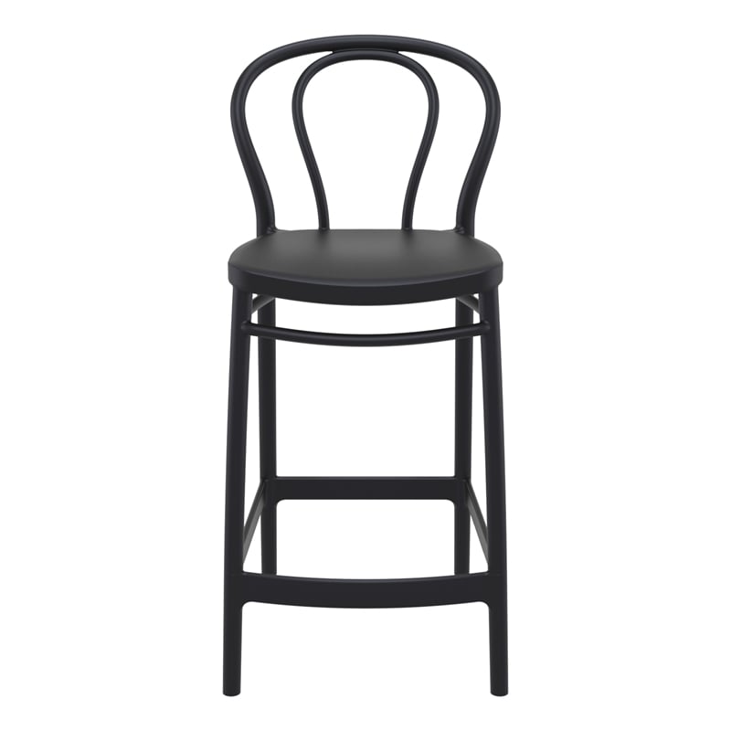 Home Square Indoor Outdoor Counter Stool in Black - Set of 2