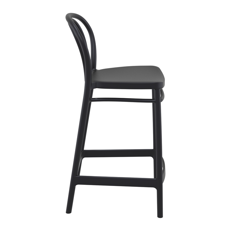Home Square Indoor Outdoor Counter Stool in Black - Set of 2