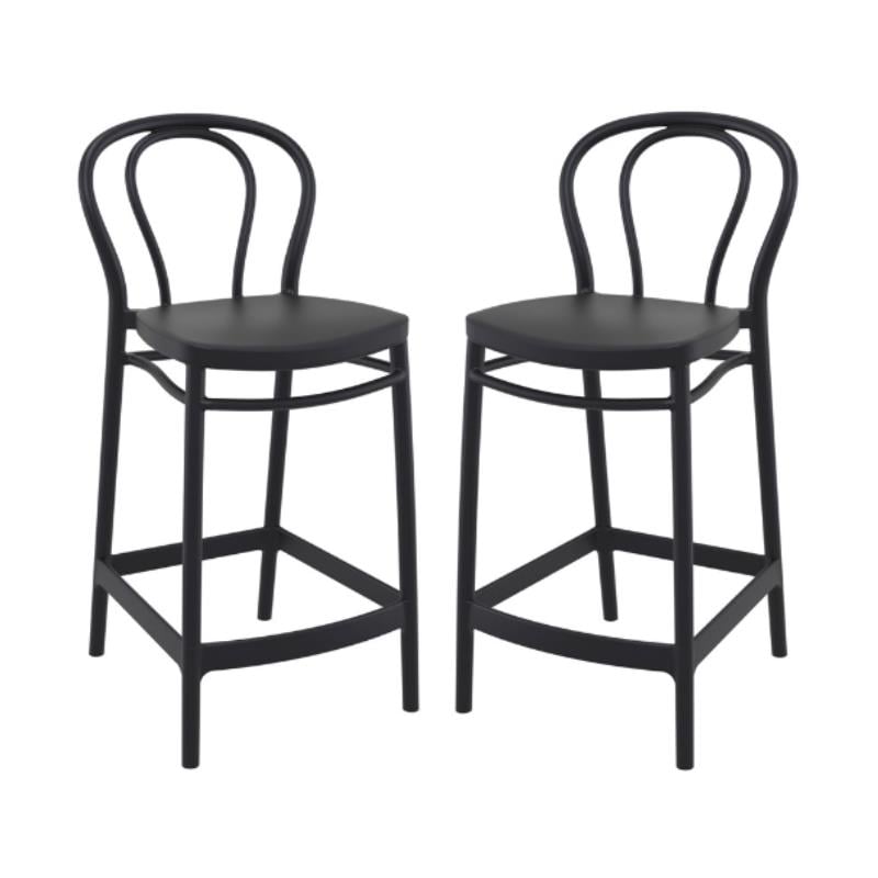 Home Square Indoor Outdoor Counter Stool in Black - Set of 2