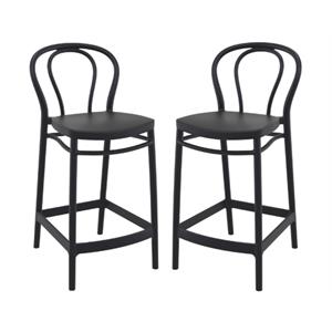 Home Square Indoor Outdoor Counter Stool in Black - Set of 2