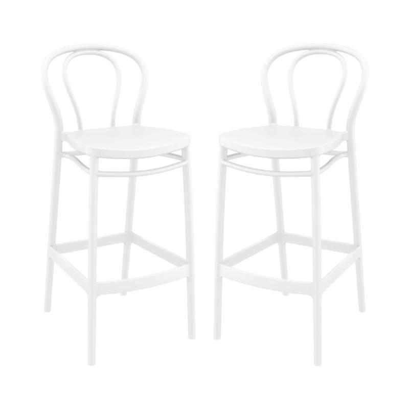 Home Square Contemporary Indoor Outdoor Bar Stool in White - Set of 2