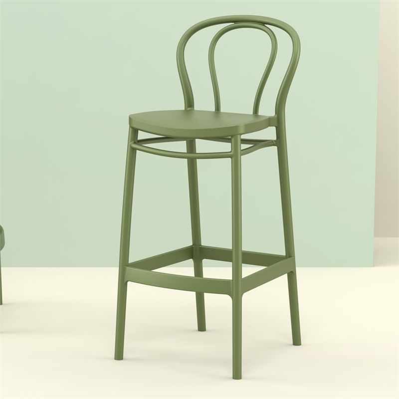 Home Square Indoor Outdoor Bar Stool in Olive Green - Set of 2