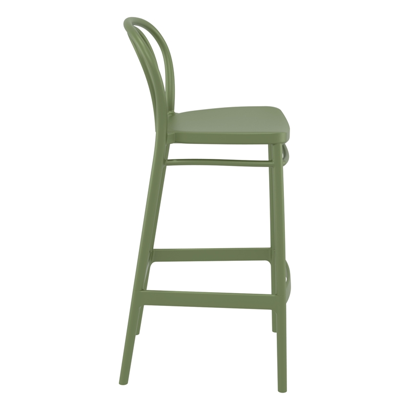 Home Square Indoor Outdoor Bar Stool in Olive Green - Set of 2