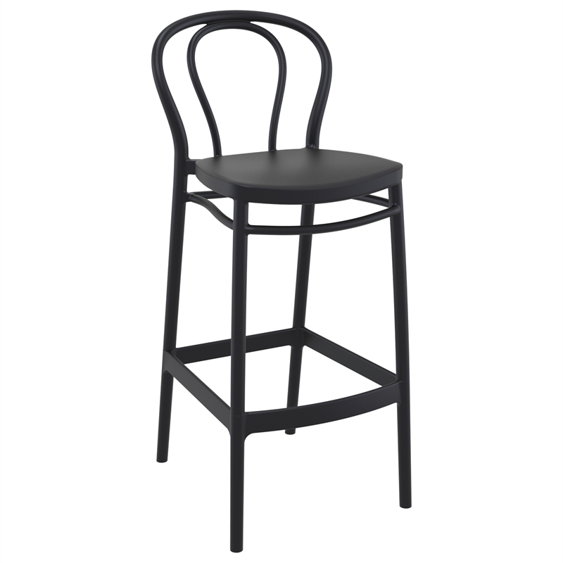 Home Square Contemporary Indoor Outdoor Bar Stool in Black - Set of 2