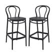 Home Square Contemporary Indoor Outdoor Bar Stool in Black - Set of 2