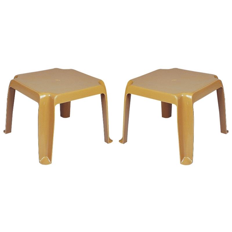 Home Square Square Patio End Table in Teak Brown - Set of 2