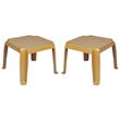 Home Square Square Patio End Table in Teak Brown - Set of 2
